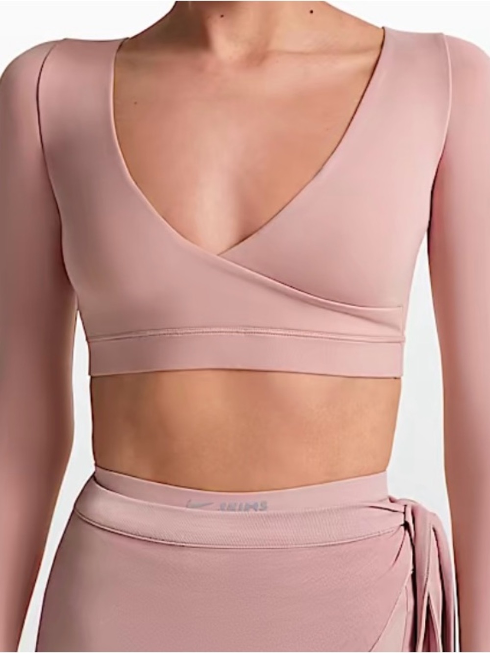 SKIMS Long Sleeve Wrap Sports Bra - Dusty Rose